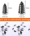 Heavy Duty Screw Tire Repair Kit With Forty Pre Coated Rubber Plugs, showing small and large plugs in packaging.