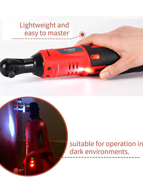 Cordless Electric Ratchet Wrench Set With Three Eighths Inch Drive 12 Volt Power Ratchet Kit With Dual 2000 mAh Batteries And Charger Solid Torque For Quick Bolts And Nuts