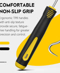 4 Piece Hook And Pick Set For Automotive And Home Repairs With Ergonomic Handles, Shop Grade Quality, Handy For Tackling Tight Spots, Includes Straight Pick Full Hook 90 Degree Hook And 135 Degree Hook, Great For O Ring Tasks, ergonomic handle close-up