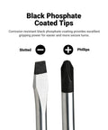 Kontour Screwdriver Set 8-Piece With Mechanics Tray, black phosphate coated slotted and Phillips tips.