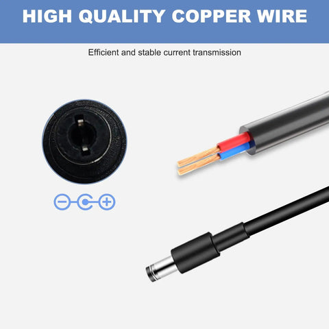 High quality copper wire for efficient power transmission with connector and color-coded internal wires for cordless mixer charger.