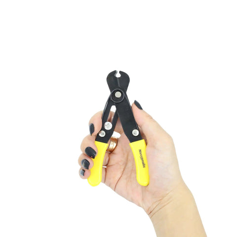 Hand holding Micro Adjustable Wire Stripper Tool For 10 30 AWG Wire Small Gauge Cutter With Size Setting Easy To Use Durable