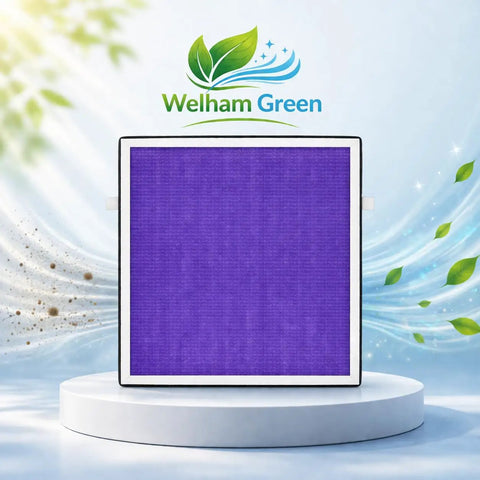 Three In One Replacement Filter For Oregon Scientific CF8410 Air Purifier With Pro Grade True HEPA Activated Carbon displayed upright.