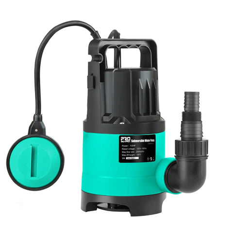 Heavy Duty Sump Pump 2000GPH Submersible Water Pump With One Half HP Auto Float Switch Portable Utility Pump in green and black