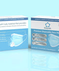 125-Pack Disposable Face Masks 3-Ply Breathable Protection With Adjustable Nose Clip And Soft Earloops Comes In Convenient Dispenser Box Blue Ideal For Offices Schools Restaurants And Events Great For Daily Use And Safety displayed in packaging.