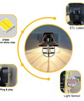 Diagram of Six Pack Rustic Farmhouse Night Lights Plug In Dusk To Dawn 2700K Warm White With Vintage Black Cage showing features