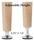 Adjustable Leveling Feet With T Nut Bolt 50mm showing height adjustment range between 0.75 and 1.5 inches for furniture use.