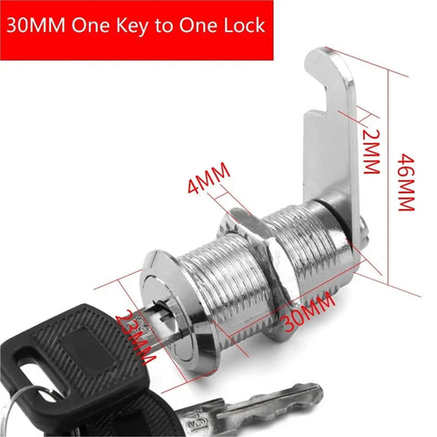 Heavy Duty Desk Drawer Locks Set, 5 Pack With 2 Keys, Smooth Alloy Cabinet Locks For Office File Cabinets, 30mm Single Open