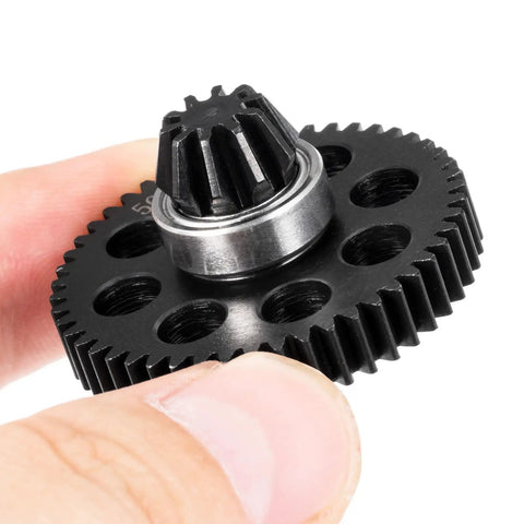 Close-up of Heavy Duty Metal Differential RC Spur Gear Kit for MJX Hyper Go 1 14 and 1 16 models with 50T main gear and pinion.