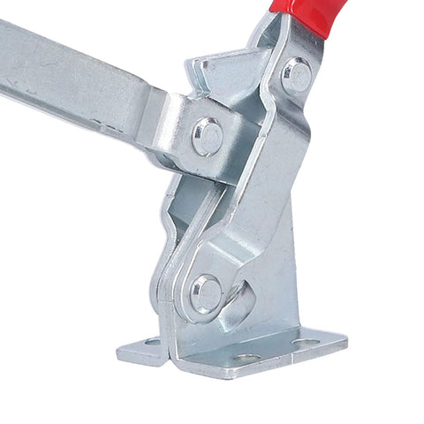 Close-up of GH101 D15 180Kg Vertical Toggle Clamp showing iron construction and secure hold down mechanism