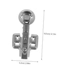 Set of 2 stainless steel cabinet door hinges with hydraulic buffer for kitchen cabinets; 10.5 cm tall, 5.2 cm wide.