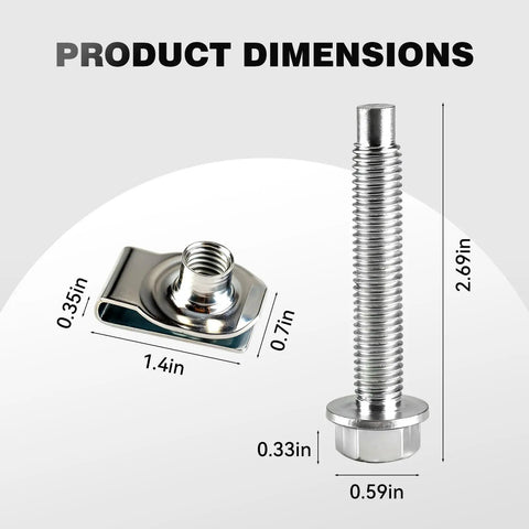 Chevy GMC Fuel Tank Strap Bolts And Nuts Hardware Kit dimensions showing bolt and nut sizes.