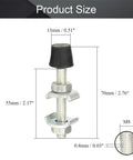 Six Pack M8x70mm Carbon Steel Toggle Clamp Screws With Rounded Spindle Tip For Stable Non Mar Clamping, Zinc Plated 70mm Long, Soft Rubber Pad For Woodworking And Metalworking Projects, size diagram