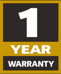Warranty badge showing 1-year warranty for Pro Grade 20-Inch Canister Kit for PM1300 Dust Collector With Pleated Filter Interior