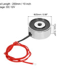 DC 12V 5Kg Holding Electromagnet Lifting Magnet Solenoid With Sucking Disc For Fast Magnetic Lifts 25x11mm Body 250mm Lead M4