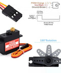 Beefy Micro Digital Servo With All Metal Gears 4.8 Kg Cm Torque At 6V Fast 0.152 Seconds Per 60 Degrees 25T Servo Arm For RC Crawler Cars Boats Drones Robots Two Pack, black micro servo with metal arm and wiring