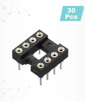 30Pcs DIP IC Socket Adapters Kit, 8 Pin, 2.54mm Pitch, Breadboard Friendly For PCB Design, angled view