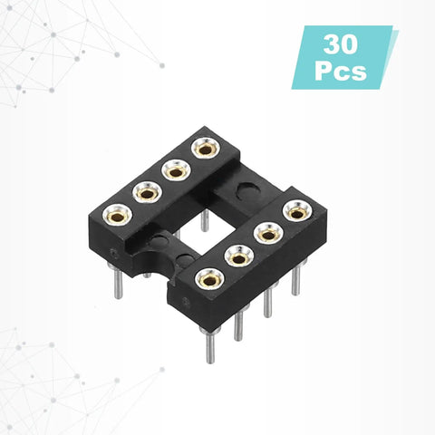 30Pcs DIP IC Socket Adapters Kit, 8 Pin, 2.54mm Pitch, Breadboard Friendly For PCB Design, angled view