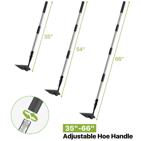 Beast Of A Heavy Duty Garden Hoe With Long Handle For No Sweat Weeding And Tilling, adjustable 35 to 66 inch handle diagram