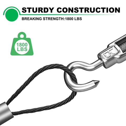 One Eighth Inch 400 Ft T316 Stainless Steel Railing Cable Wire Rope 7 By 7 Strands For Deck Cable Railing System close-up of hook end
