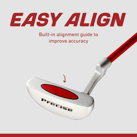 Slick Design Kid Approved Golf Club Set Right Hand Ages 6 To 8 showing putter alignment aid and red accent detail.
