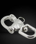 Heavy Hitter 316 Stainless Steel Swivel Snap Shackle With Large Bail And Quick Release Eye Hook For Marine Rigging Boat Yard And Outdoor Job Sites, close-up view