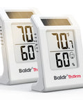 Solar Powered 2.2 Inch Digital Thermometer And Humidity Monitor No-Fuss Indoor Temperature And Humidity Gauge For Baby Rooms, Bedrooms, Home Office, And Wine Cellars White 2 Pack white digital thermometer and humidity monitor