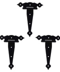 Three Piece T Shaped Rustproof Iron Door Hinges Set For Shed Or Gate Doors In 5 6 And 8 Inch Sizes With Eight Positioning Screw Holes