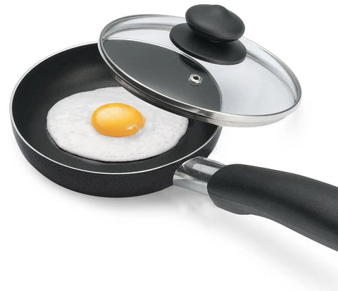 Black Nonstick Aluminum Frying Pan With Glass Lid 6 Inch That Feels Like A Kitchen Workhorse For Quick Searing And No Fuss Food Release
