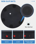 JAYEGT Motorized Rotating Display Stand With Remote Control And 5 Color Backgrounds bottom view showing non-slip mats and control ports.