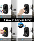 4 way entry of Keyless Entry Door Lock 4 In 1 Smart Deadbolt With Bluetooth App Electronic Keypad IC Card USB Spare Keys Waterproof