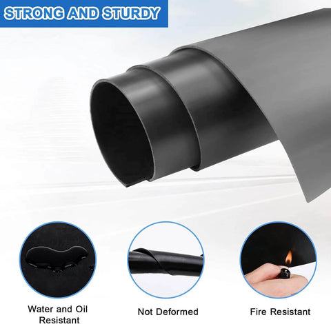 Solid Silicone Rubber Sheet 60A Durometer Heat Resistant Heavy Duty Pro Grade 3 Pack, showing durability and resistance features.