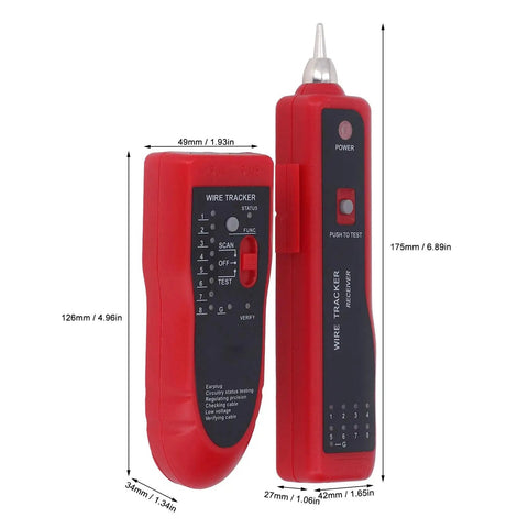 Wire Tracer Receiver Kit And Network Cable Tester Line Finder for Pro Grade Telephone Line Maintenance, units with dimensions