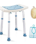 Shower Stool With Free Loofah Sponge And Toiletry Bag Inside Shower Bathtub Chair Height Adjustable Bath Seat for Seniors and Disabled