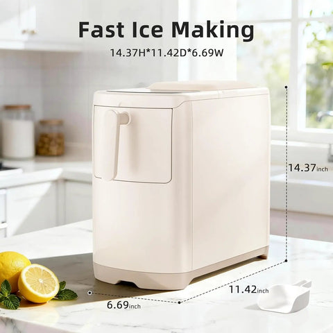 No Fuss Countertop Ice Maker Pumping Out 18 Lbs Of Crisp Bullet Ice Every 6 Minutes With A Slick Slim Footprint 6.69 inch width