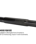 Imca Approved Track Ready Swedged Steel Linkage Tube Point Eight Seven Five Inch Outer Diameter Five Eights Threaded Ends For Built Tough Suspension Fabrication, black, swedged steel, detailed view.
