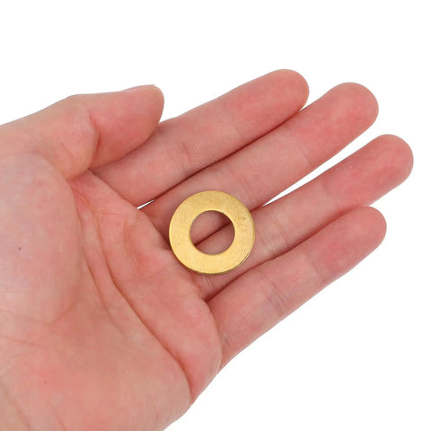 Top Tier 50 Pack Of 12 mm Brass Copper Flat Crush Sealing Washers For Electrical Connections And Mounting Applications With Heavy Duty Durability And Perfect Fit Hardware Fasteners You Need Today, 12mm washer in hand
