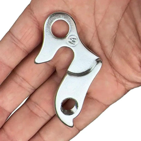 Close-up of 2 Pack Derailleur Hanger 27 Replacement For Mountain And Road Bicycles, Universal Silver Aluminum Alloy Hanger