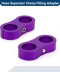 Premium AN10 Hose Separator Clamp Set Purple Anodized Aluminum showing dual tube fitting adapter for secure car builds.