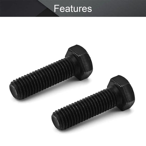 The Real Deal 5 Pack M12 X 40 MM Left Hand Hex Bolts Premium 12.9 Grade Carbon Steel Reverse Thread Fasteners close-up on features