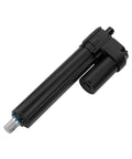 24V heavy-duty linear actuator in black housing with stainless steel shaft, diagonal side view, 8-in stroke