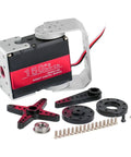 Beefy 150Kgm Heavy Hitter Digital Servo Motor 12V IP66 Waterproof Robot Servo with thick metal gears and accessories.