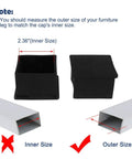 Premium Pvc Table Leg Caps Are A Total Game Changer For Hardwood Floors They Stop Scratches Cold And Silence Chair Screeching With This 18 Piece Kit showing inner and outer size measurements.