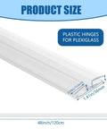 Two Pair Clear Pvc Piano Style Living Hinges Forty Eight Inch Flexible Tape, showing dimensions for acrylic and plexiglass use.