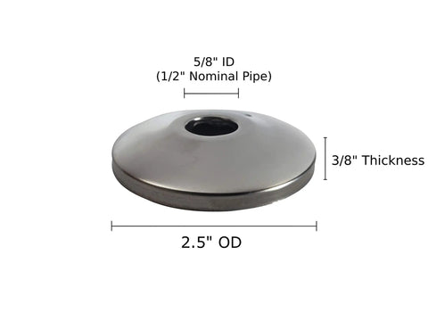 Chrome escutcheon for Two Pack Angle Shut Off Valve Set With One Half Inch Inlet And Three Eighths Inch Compression Outlet Includes Escutcheon Plate And Twenty Inch Stainless Steel Braided Lavatory Water Supply Lines Heavy Duty One Quarter Turn Ball Valves For Easy On Off