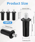 Heavy Duty Cabinet Door Repair Pins Ten Pack Spring Loaded Damper Replacement Hardware For Furniture Shelf Brackets Fixing Wobbly Doors No Sweat Durable Iron Plastic. Product size and specifications shown.