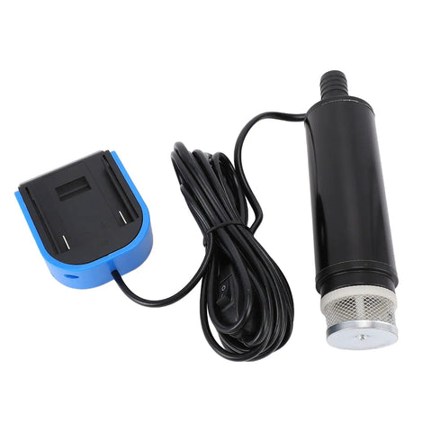 Smooth Operator Cordless Submersible Sump Pump For Quick Pool Cover Drainage And Basement Flooding Recovery showing pump and battery pack.