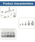All In One Hex Nuts And Bolts Set With 120 Or 320 Pieces, Grab And Go Universal Hardware Kit, detailed view of components and storage box