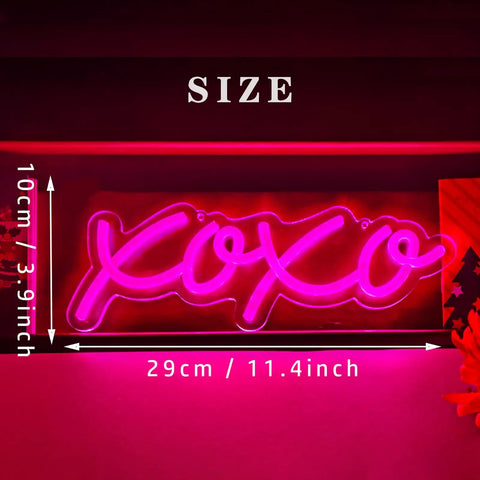 XOXO Neon LED Light Sign Night Light USB Operated Marquee Decoration For Bar Pub Club Store Garage Home Party Decor 13 By 30 Cm Flexible Silicon LED Strip With Acrylic Back Plate Wall Mount Ready