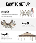 13 By 13 Pop Up Gazebo With Mosquito Netting Centerlok Six Sided Portable Canopy Easy Setup In Seconds No Tools Needed 300D Silver Coated UV Resistant Fabric For Backyard Party Ready Beige Coffee easy setup instructions